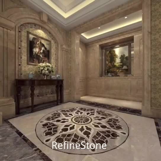 Green marble flooring border design medallion floor tiles